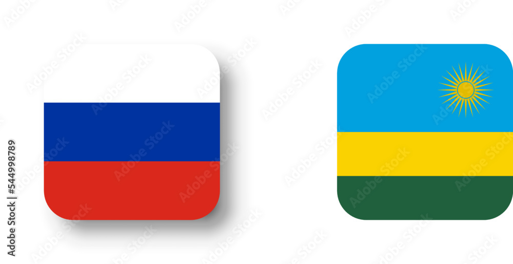 Russia Flag Flat Vector Square Rounded Stock Vector (Royalty Free)  2225019493