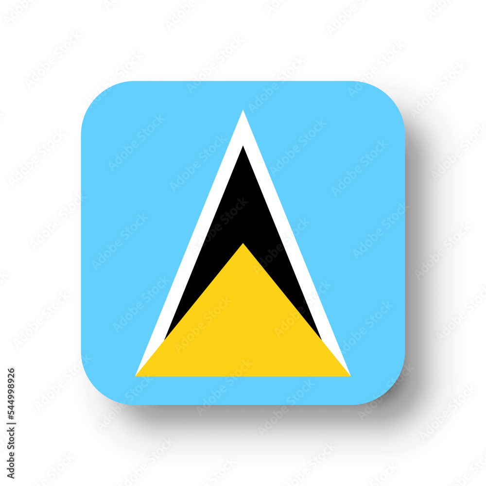Saint Lucia flag - flat vector square with rounded corners and dropped shadow. Saint Lucia flag - flat vector square with rounded corners and dropped shadow.