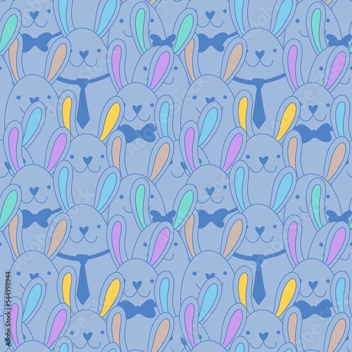 Cartoon animals kawaii seamless rabbit bunnies pattern for wrapping paper and kids clothes print and fabrics