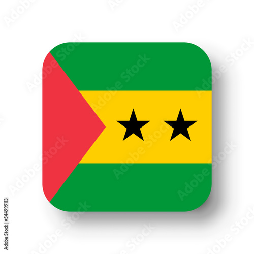 Free Download Sao Tome and Principe flag - flat vector square with rounded corners and dropped shadow. - GFXLoad