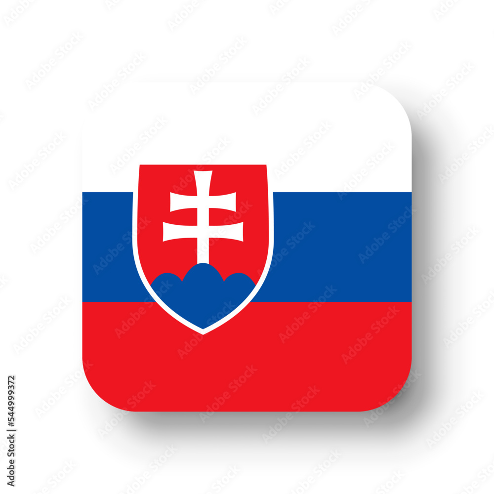 Obraz premium Slovakia flag - flat vector square with rounded corners and dropped shadow.