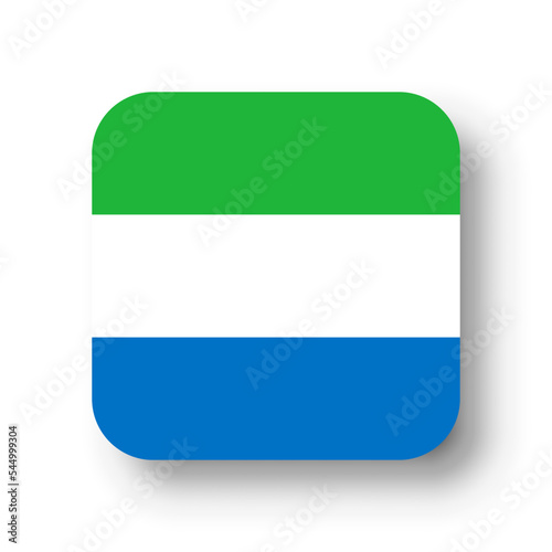 Free Download Sierra Leone flag - flat vector square with rounded corners and dropped shadow. - GFXLoad