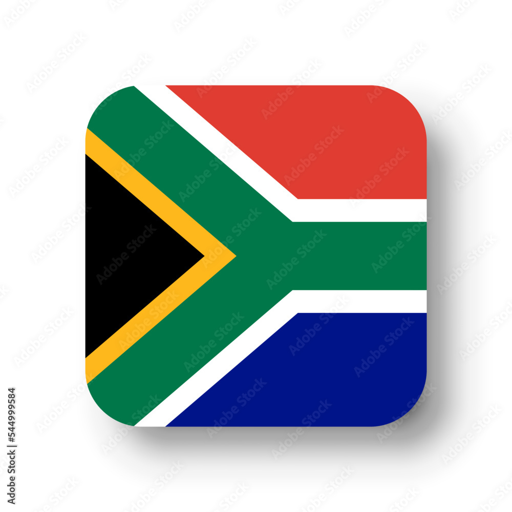 South Africa flag - flat vector square with rounded corners and dropped shadow. South Africa flag - flat vector square with rounded corners and dropped shadow.