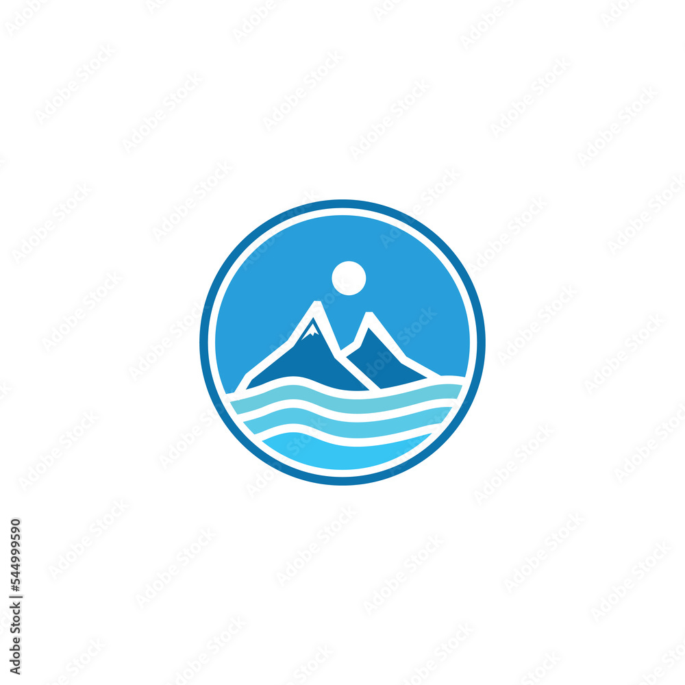 mountain and ocean vector template logo design mountain and ocean vector template logo design