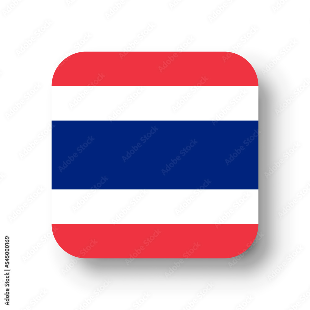 Thailand flag - flat vector square with rounded corners and dropped shadow. Thailand flag - flat vector square with rounded corners and dropped shadow.