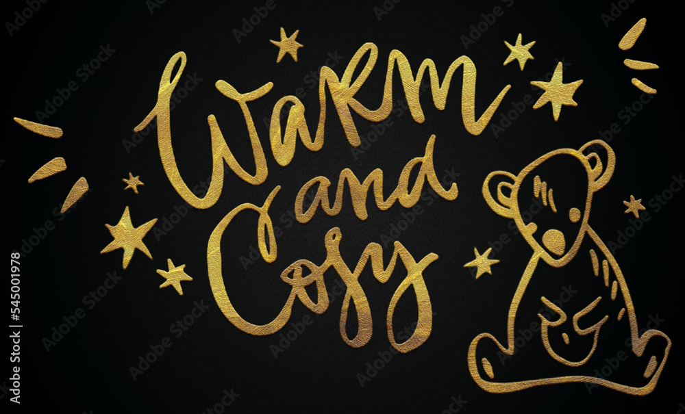 Warm and cozy golden calligraphy design banner