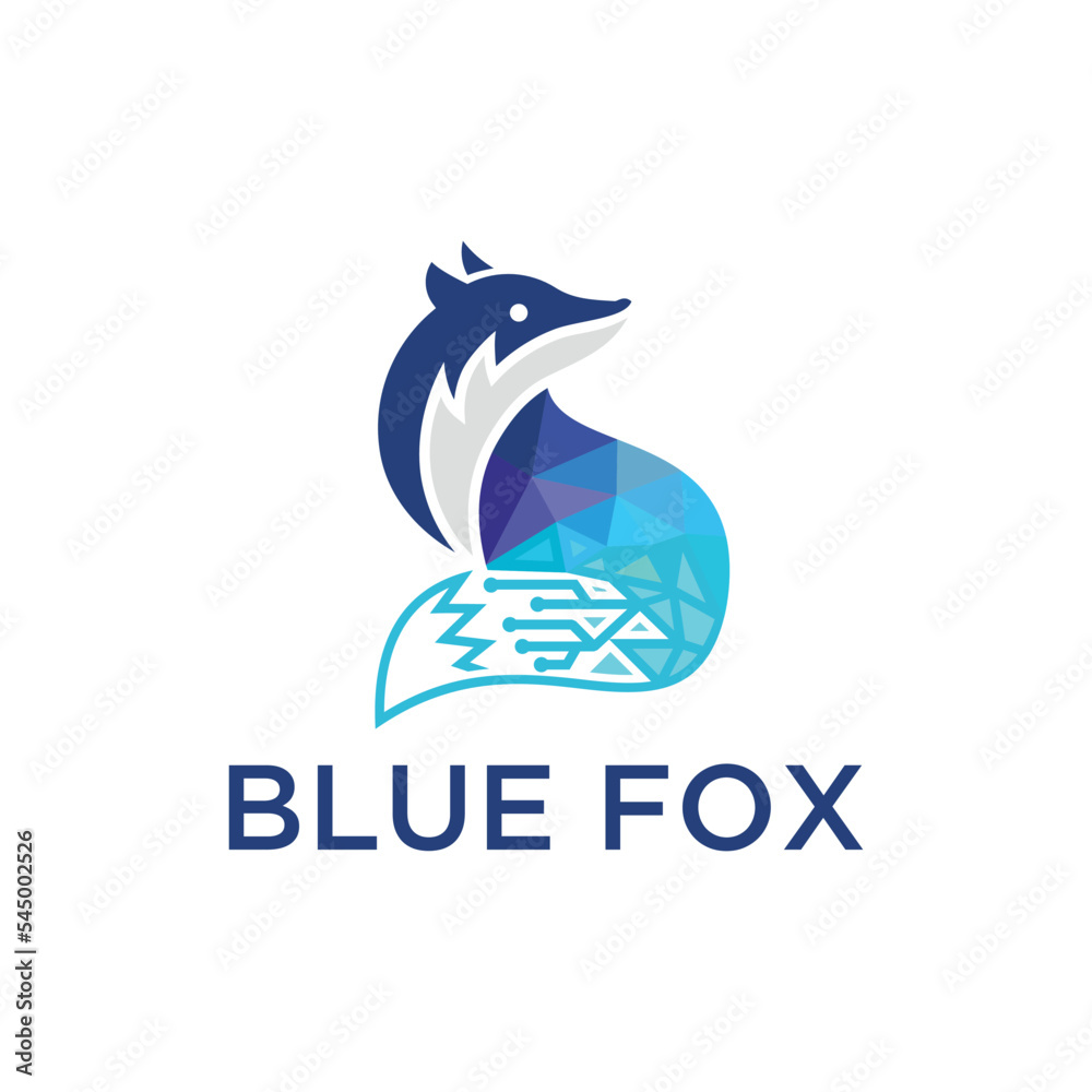 blue fox technology logo design blue fox technology logo design