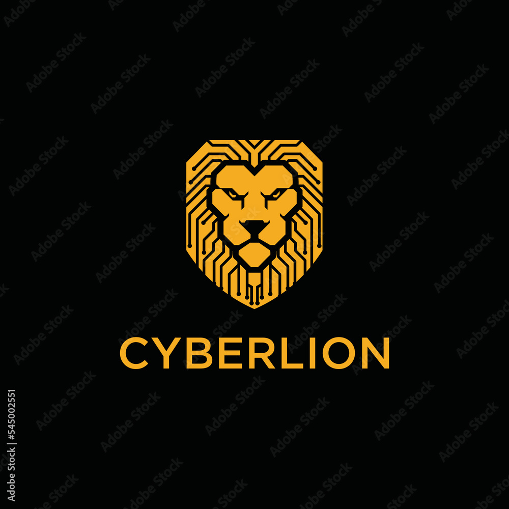 Lion logo Technology design vector template with modern Concept style. connection Symbol and network icon for Company And Business.