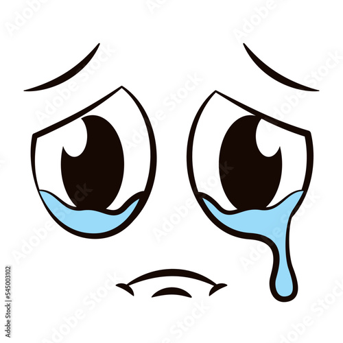 White flat crying face expression avatar Vector