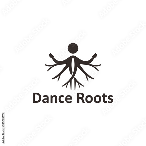 Abstract human roots logo with circular shape. Unique Dryad Tree Vector Illustration, hand drawn abstract roots with woman shape.