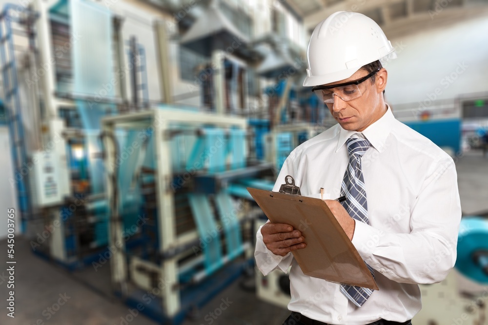 Industrial worker engineer controlling work. Industrial worker engineer controlling work.