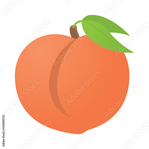 Peach flat vector emoji. Isolated fleshy, pinkish-orange fruit of the fuzzy peach. Buttocks Butt sign design.