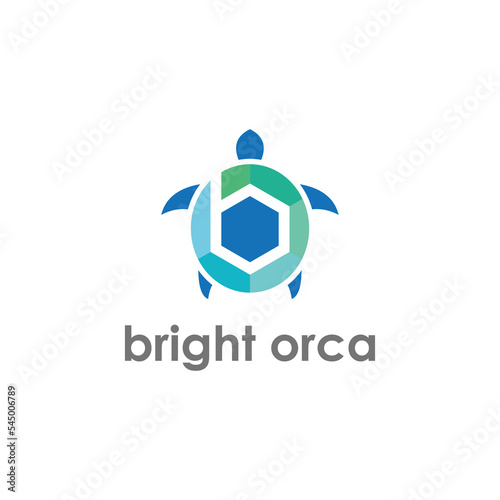 Elegant B letter with turtle animal nature logo design