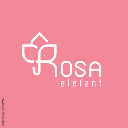 creative rosa flower in the shape of an elephant's head logo design