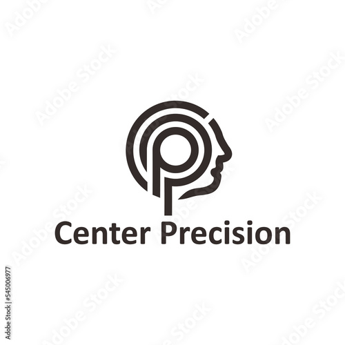 letter cp with head people logo design