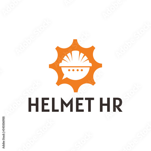abstract helmet with a combination of the chat logo and circular gear
