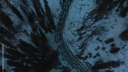 aerial view of cars in mountain photo