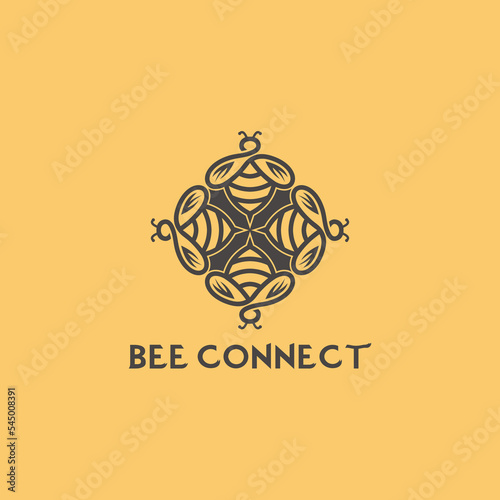vintage logo of honey bee image isolated on white background