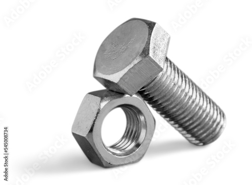 Metal steel bolt and nut photo