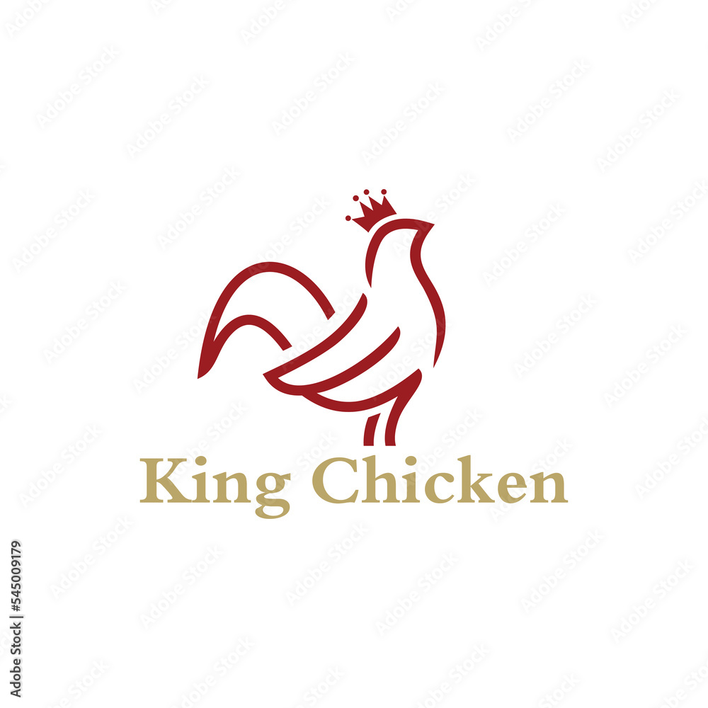 Chicken Head Crown line logo design Chicken Head Crown line logo design