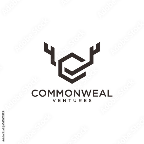 Abstract letter CV logo. This logo icon combines abstract shapes in a creative way.