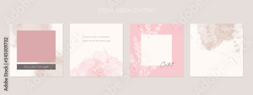 Watercolor floral social media post backgrounds for beauty content, cosmetic, makeup, wedding, jewelry