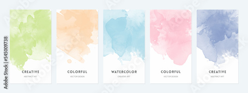Abstract backgrounds with colorful watercolor spots for cover design, social media, creative content.