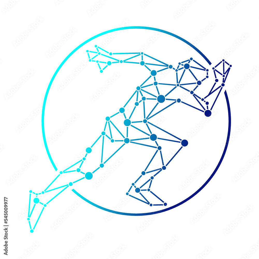 Simple logo of people running technology gradation vector design Simple logo of people running technology gradation vector design