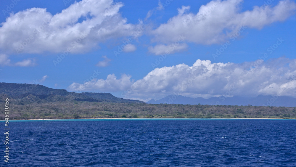 Tropical Island view in the sea and blue sky