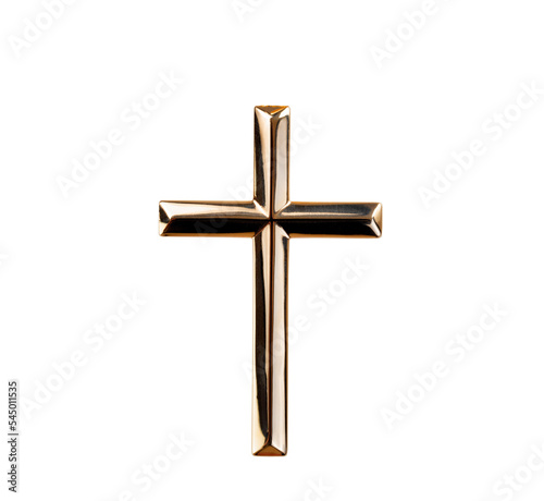 Fototapeta Gold cross on transparent background for Christmas or Easter Jesus Christ holida
