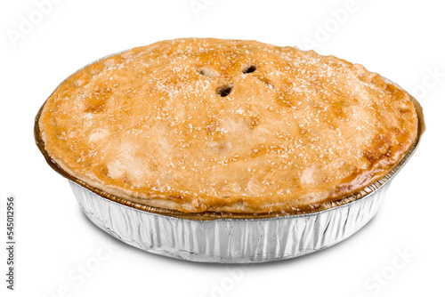 Delicious baked pie on background