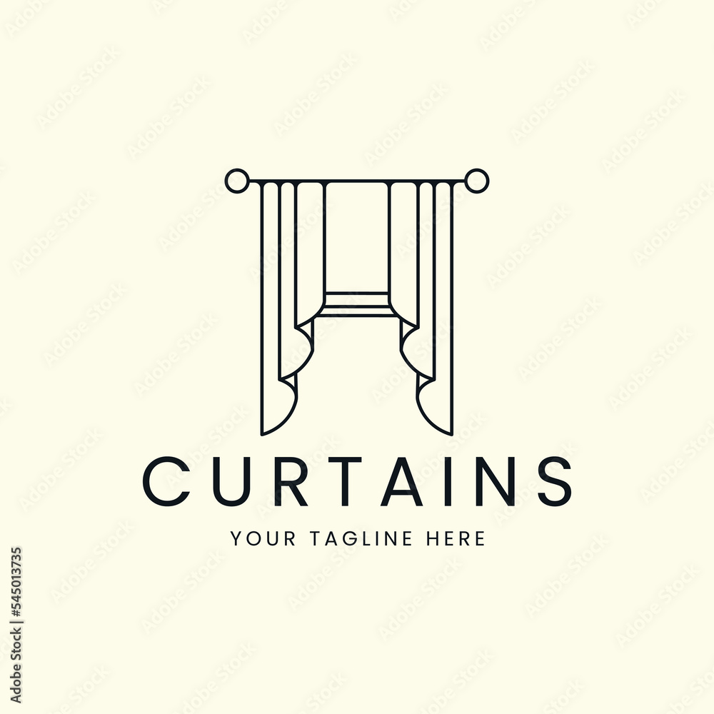 curtains line art style logo vector template illustration design curtains line art style logo vector template illustration design