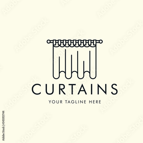 curtains line art style logo vector template illustration design, circus curtains minimalist logo