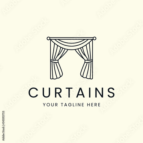 curtains line art style logo vector template illustration design, circus curtains minimalist logo