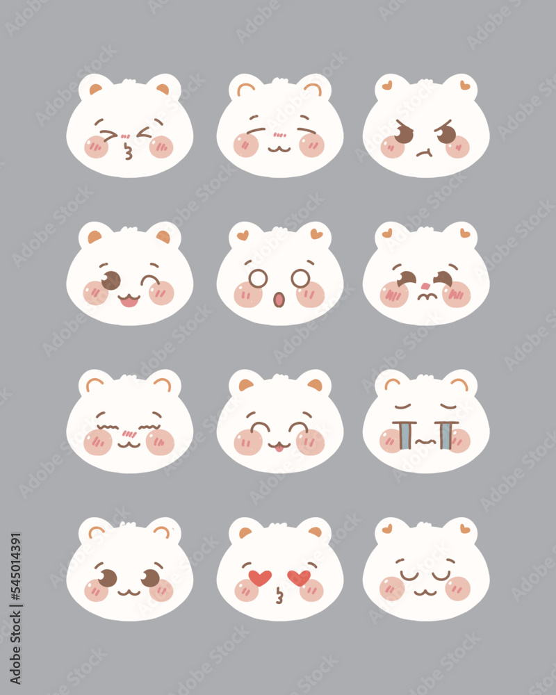 Cute White Bear Emotion Character Icon