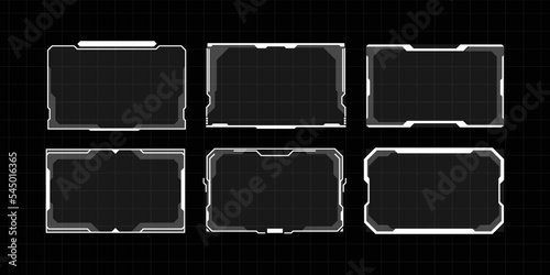 Hud frames futuristic text box border frame scifi digital screen hologram panel vector