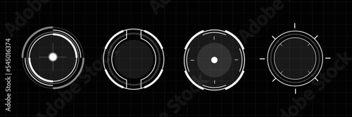 Hud round frames aim and target control panels digital interface of sci fi