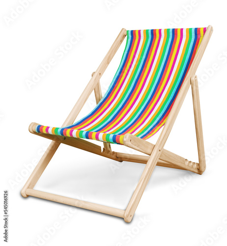 Fotografie Colored fabric sun lounger with stripes