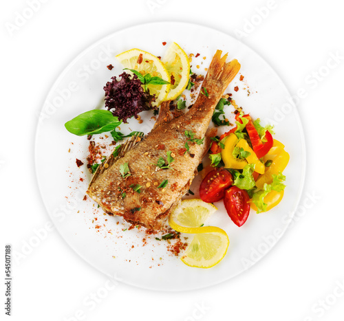 Fish dish - fried fish and vegetables