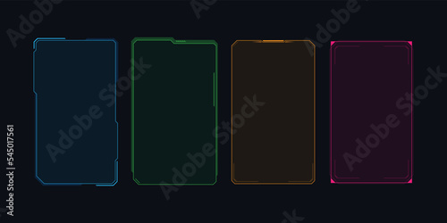 Hud frames futuristic text box border frame scifi digital screen hologram panel vector