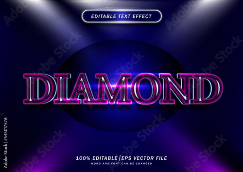 Luxury 3d cartoon diamond text effect. editable style font