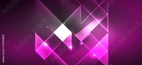Background neon glowing lines and geometric shapes. Lights in the dark wallpaper for concept of AI technology  blockchain  digital  communication  5G  science