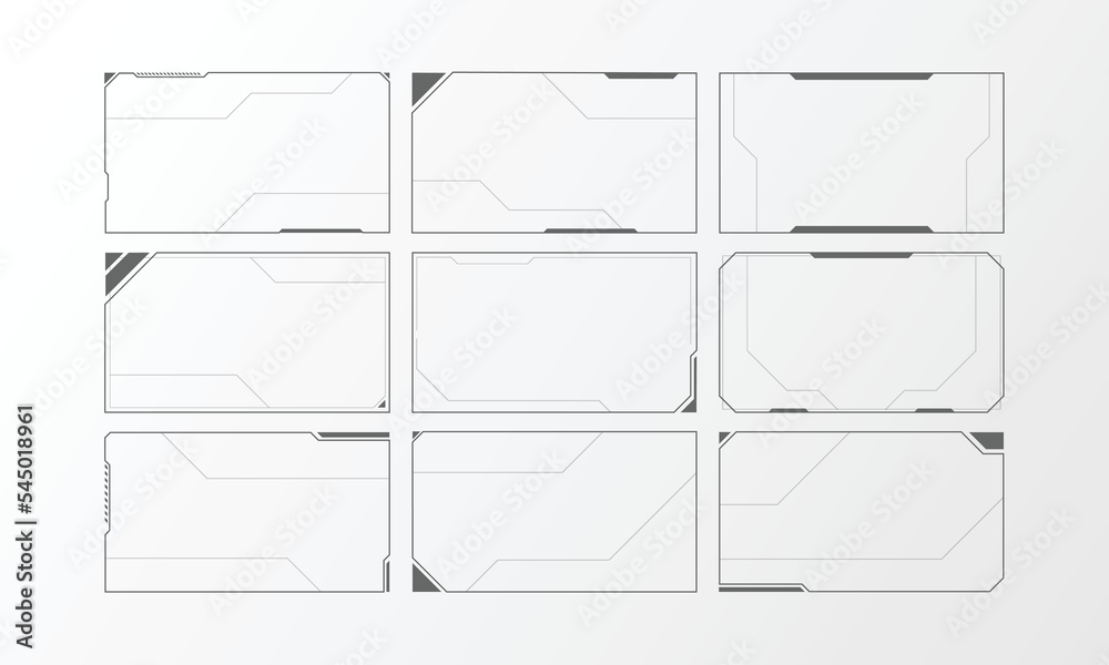 Hud frames futuristic text box border frame scifi digital screen hologram panel vector