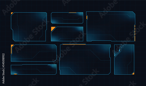 Hud frames futuristic text box border frame scifi digital screen hologram panel vector