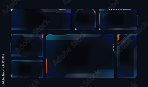 Hud frames futuristic text box border frame scifi digital screen hologram panel vector