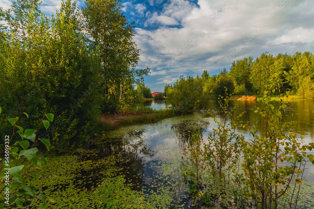 Clear autumn day at the forest lake Clear autumn day at the forest lake