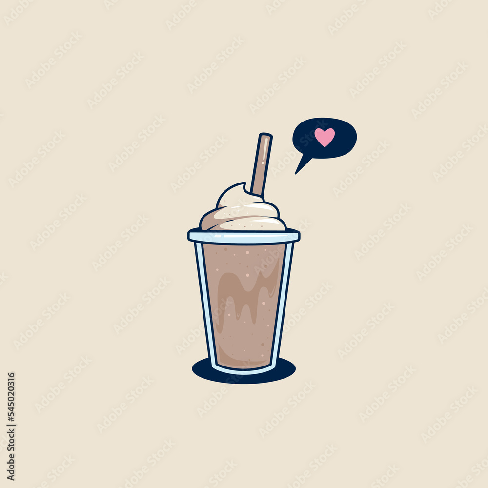 chocolate milkshake in takeaway cup with whip cream topping illustration. frappe coffee in plastic cup illustration chocolate milkshake in takeaway cup with whip cream topping illustration. frappe coffee in plastic cup illustration