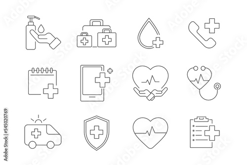 Health insurance line icon. Healthcare and medical services