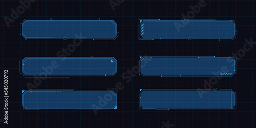Hud frames futuristic text box border frame scifi digital screen hologram panel vector