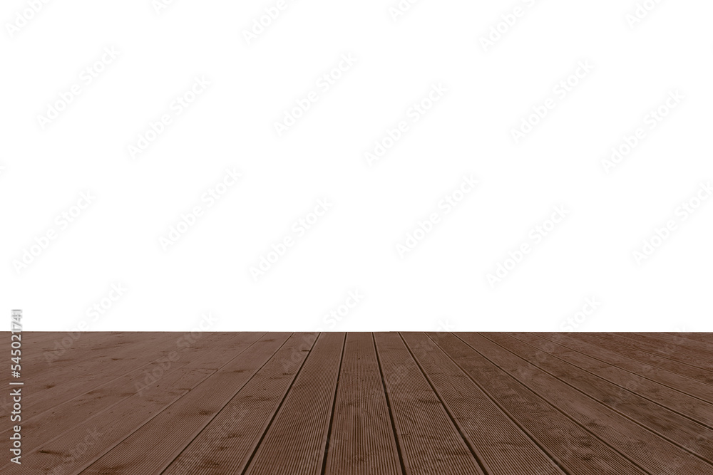 Empty wooden surface isolated on white. Mockup for design